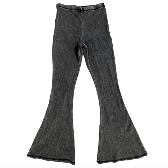 NWOT Acid-Washed Ribbed Flare Bell Bottom Pants - Picture 1 of 6